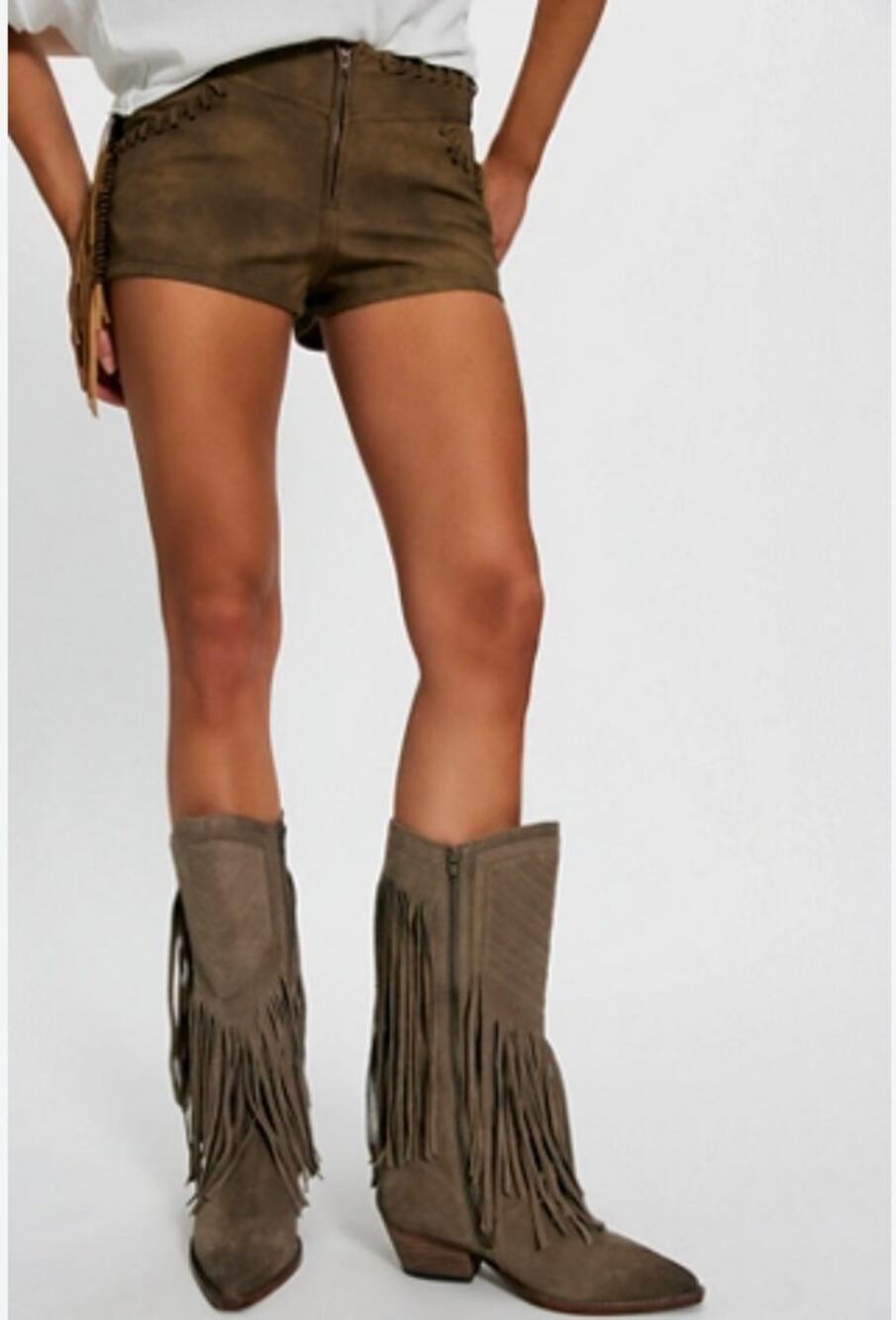 Free People Lawless Fringe Mid Boots 7.5 NEW